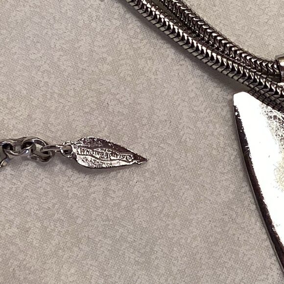 Vintage Whiting & Davis Brand Silvertone Geometric Statement Necklace - Picture 8 of 9